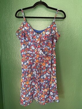 by & by Blue Floral Mini Dress with Red, Yellow & White Flowers